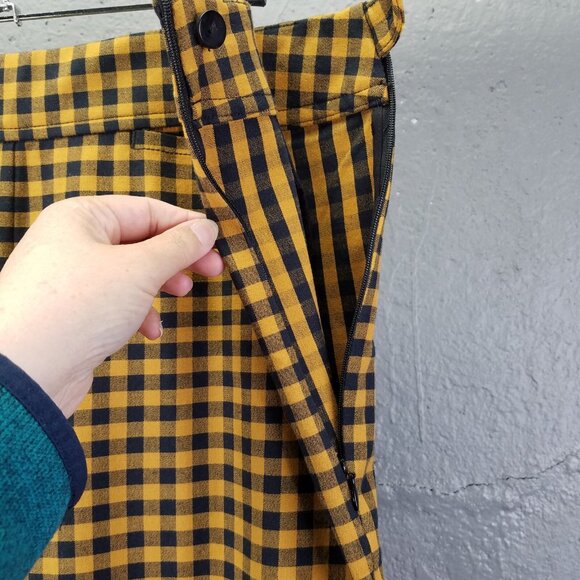 Maeve by Anthropologie Capri Pants Women's sz 14 Orange/Black Check Plaid Preppy - Picture 7 of 13